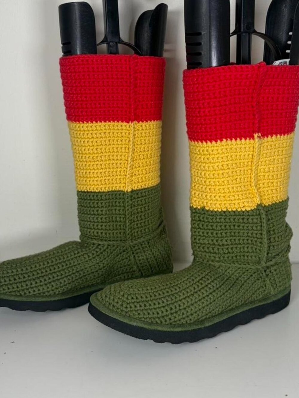 2000s Knited Rasta Color Booties - Picture 3 of 5